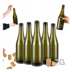 10x klaaspudelit &scaron;ampanja, siidri, veini jaoks 750 ml oliivi