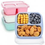 Bento kast lastele, 3 sektsiooni, virnastatav, lauale, t&ouml;&ouml;le, 4 tk