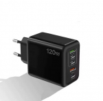 Kiirlaadija 5-pordiga seinale kinnitatav laadija PD 120W, must, NewPRO