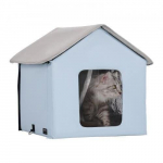 Soojendatud kassimaja varikatusega &ndash; 47 &times; 42 &times; 47 cm, sinine