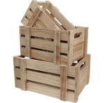 Belle Vous 3 puidust hoiukasti komplekt k&auml;epidemetega &ndash; rustikaalsed S/M/L kastid kodu organiseerimiseks