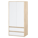 Riidekapp Hurtownia-Mebli Garderoob, Sonoma Valge, 90 cm, 2 Sahtlit Riiulid Elutuba Magamistuba