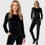 Naiste viskoosveluuri vabaajakomplekt Clarisa, must