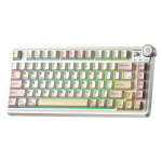 Lingbao MK75 juhtmeta m&auml;nguklaviatuur, 75% paigutus juhtnuppudega, vahetatavate RGB-taustavalgustuse mehaaniline klaviatuur, roosa