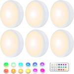 Helplex LED v&auml;rvilised juhtmevabad valgustid kaugjuhtimispuldiga, 6 tk