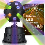 P&ouml;&ouml;rlev 9-v&auml;rviline diskopall LIVMAN PD-MQ04H v&auml;rviliste LED-tuledega