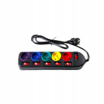 Pikendusjuhe l&uuml;lititega, 5 pistikupesa, 1,5m, must