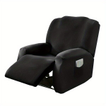 4tk komplekt S&auml;delevad Tugitoolikatted, Libisemiskindel Kate, Kuduv, Eemaldatav Kate Taskuga M&ouml;&ouml;blikaitsed Hotellile ja Kodule., Juoda