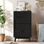 Kummut 4 sahtliga - k&auml;epidemete ja jalgadega - 55 x 39,8 x 95 cm - must