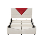 Polsterdatud kaheinimesevoodi 140x200 cm LED valgustusega, gaasit&otilde;stemehhanismi ja suure panipaigaga, veluur, beež bordo peatugiga