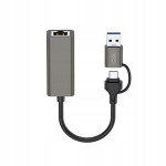Xo Hub018 2in1 Usb/usb-c kuni Rj45 v&otilde;rguadapter, hall