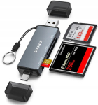 USB 3.0 ja USB-C m&auml;lukaardilugeja CF MicroSD OTG 5 Gb/s kuni 2 TB, USB 3.0 ir USB-C atminties kortelių skaitytuvas CF MicroSD OTG 5 Gb/s iki 2 TB