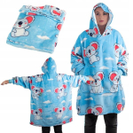 Oversize soe kapuutsiga pusa pleed 2in1 XXL taskuga pehme koala mustriga, XXL