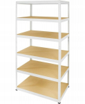 Metallist riiul Helios valge 196x75x30 cm, 6 riiulit, 400 kg/riiul