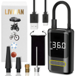 USB-laetav ja kaasaskantav traadita &otilde;hukompressor LIVMAN ATJ-8466 taskulambi, LED-ekraani, LED-valguse, intelligentse t&auml;itmise juhtimise, 4 erineva otsikuga erinevate esemete t&auml;itmiseks ja akupanga funktsiooniga, 4000mAh