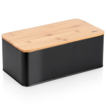 Leivakast metall tahvliga bambus must 33x18x13 cm Orion