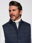 OMBRE meeste tikitud vest krae ja n&ouml;&ouml;pidega - NAVY MELANGE