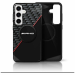 AMG kahekordse kihiga teemantiga MagSafe kate Samsung Galaxy S25 &ndash; must/punane
