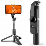 Selfie pulk (Selfie stick) Selfie-pulk telefonile LED-tule ja Bluetooth-puldiga, statiiv, Asmenukių lazda telefonui su LED ap&scaron;vietimu ir Bluetooth nuotoliniu valdymu, trikojis