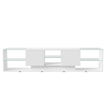 LED TV-alus 200 cm, valge madal telerikapp klaasriiulite ja sahtlitega