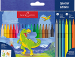 Dinosaurus markerid 18kol+3kol metall+3kol neoon+nakl - Faber Castell, Viltpliiatsid Faber-Castell Unicorn 18+6-v&auml;rvi + kleepsud