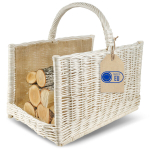 Creative Home suur valge punutud puukorv džuudist voodriga, 50x34 cm &ndash; kandev&otilde;ime kuni 15 kg