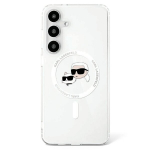 Etui Karl Lagerfeld Button Karl &  Choupette Heads Printed Logo MagSafe Samsung Galaxy S25 Plus biały
