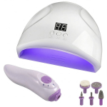 H&uuml;briidne 2-in-1 manik&uuml;&uuml;rikomplekt: 12 W UV/LED-lamp + k&uuml;&uuml;nefrees &ndash; professionaalne komplekt koos otsikutega