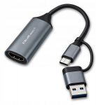 Qoltec pildikaart | USB-C&ndash;USB-A adapter | HDMI | 4K 30 Hz | Alumiinium