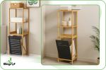 Pesukorvi riiul - BEGRYF - Bambus - 36x33x130 cm - pruun/must, seisev