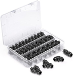 Innfeeltech 60 tk 6 mm musta push-to-connect pneumaatilise liitmiku komplekt, 15 sirget, 15 jaoturit, 15 nurka, 15 T-t&uuml;&uuml;pi kiirvabastusega pneumaatilist &uuml;hendust
