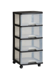 Riiul 4-sahtliga 20L Drawer System 37x39x80,5cm, must/l&auml;bipaistev