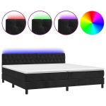 vidaXL kontinentaalvoodi madratsiga ja LED, must, 200x200 cm, samet