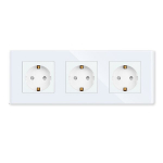 Kolmekordne pistikupesa koos klaasraamiga, valge