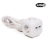 Pikendusjuhe kuubik 3 pesa + 2xUSB 1,5m