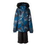 Huppa Poiste talvekomplekt DANTE, petrol pattern/ dark gray