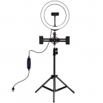 LED r&otilde;ngaslamp 26cm, statiiviga kuni 1,1m ja 3 telefonihoidjaga, USB