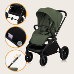 Lapsevanker 2in1 vankrikorviga ja istmega kuni 22 kg, suured rattad, vedrustus &ndash; Lionelo Mika Green Olive
