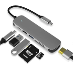 USB C-jaotur, USB C-adapter 6-&uuml;hes USB 3.0 &uuml;hendusega, 4K-HDMI, USB C-&uuml;hendus/PD, SD/TF-kaardilugeja, dokkimisjaam, mis &uuml;hildub MacBook Pro/A-ga