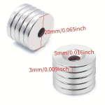 5tk Neod&uuml;&uuml;m Magnetid, 20mm X 3mm, Auk 5mm NdFeB N35 &Uuml;mmargused Super Tugevad Alalised Magnetilised Kettad