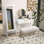 P&otilde;randapeegel T&auml;ispikk peegel Meigipeegel T&otilde;stetud jalad Kergesti hooldatav MDF Valge 47 x 46 x 148 cm, Balta
