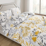 3-osaline Kollane Lilleline Voodipesukomplekt Ilma T&auml;idiseta, 173cm*229cm