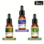 3tk 10ml Eeterliku &Otilde;lide Difusor Komplekt L&otilde;&otilde;gastumiseks, Bergamotė + levanda + citrinų žolė