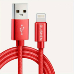 Kiirlaadimine USB Kaabel, Nailonpunutud Vastupidav ja Paindlik Kiire Andmesidekaabel iPhone ja iPad jaoks, Raudona