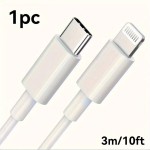 [MFi Sertifitseeritud] USB C Kaabel iPhone Kiirlaadimiseks, Valge, 10 pėdų / 3 m