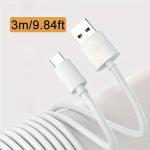 66W 6A Kiirlaadimine USB-C Kaabel - Xiaomi, OPPO, Kindle ja Auto Salvestajad, Mees-mees, Kangaskattega Lamekaabel, USB Laadimine, Andmete S&uuml;nk, Extra Pikk 3m/5m/8m., Baltas