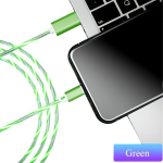 1tk 100.58cm Helendav Kaabel Mobiiltelefoni Laadimiskaabel LED Valgus Micro USB Type C Laadija., Žalias