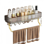 1tk, Vannitoa Riiul, J&auml;ljetu Kleebis, Hele Valgus, Kahekihiline Ruutkorv, L&auml;bipaistev, Akr&uuml;&uuml;l S&auml;ilitusriiul, Juoda Juoda Auksinė