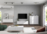 TV-kummut Meble Lindner 168 valge matt, sooneline, metallraam