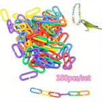 100tk/komplekt Lindude M&auml;nguasja Chainid, Papagoi N&auml;rimis Plastikust M&auml;nguasjad Lindude Kiigele, Puuri Tarvikud